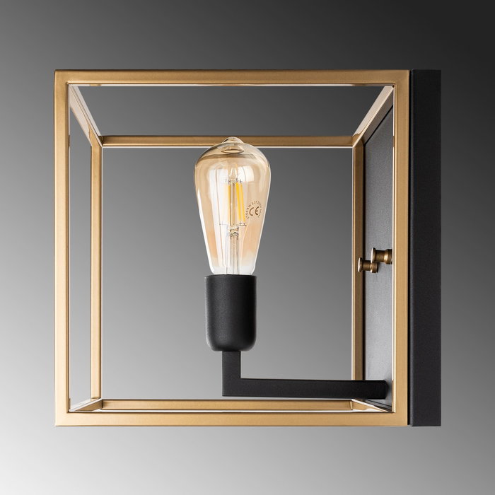 Opviq Lámpara de Pared de Cuerpo Metálico Dorado y Negro